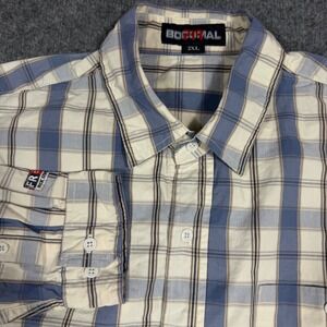 Bocomal FR Shirt Flame Resistant Plaid Mens 2XL Blue 100% Cotton EUC